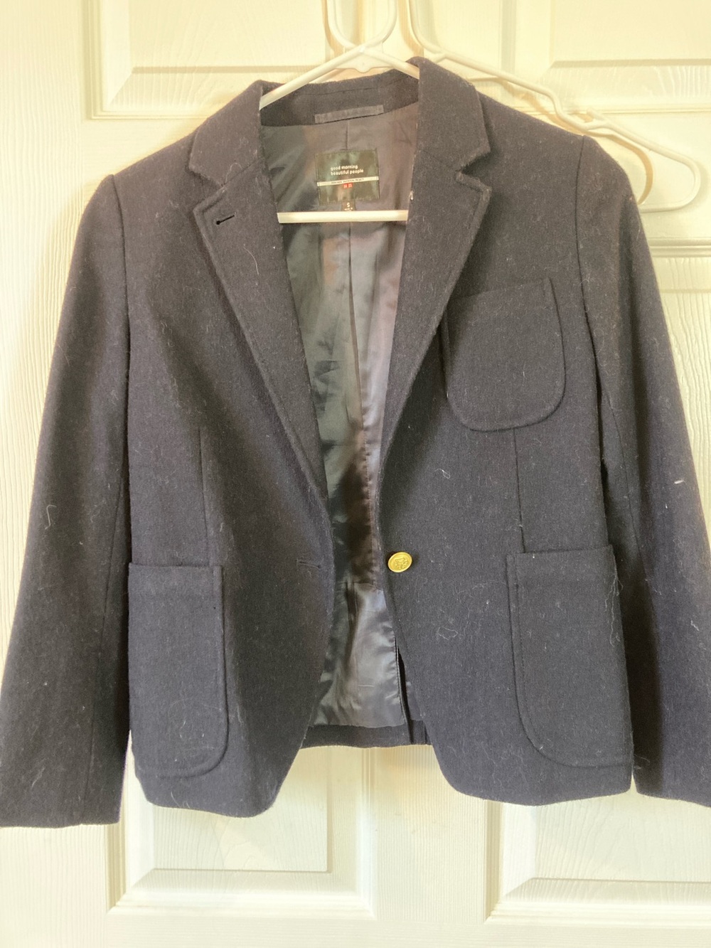 Uniqlo Navy Single-Button Wool-Blend Blazer